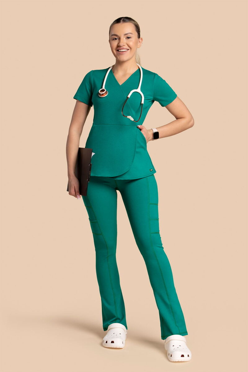 Komplet scrubs medyczny damski – Tulip+Yoga Pants – zielony