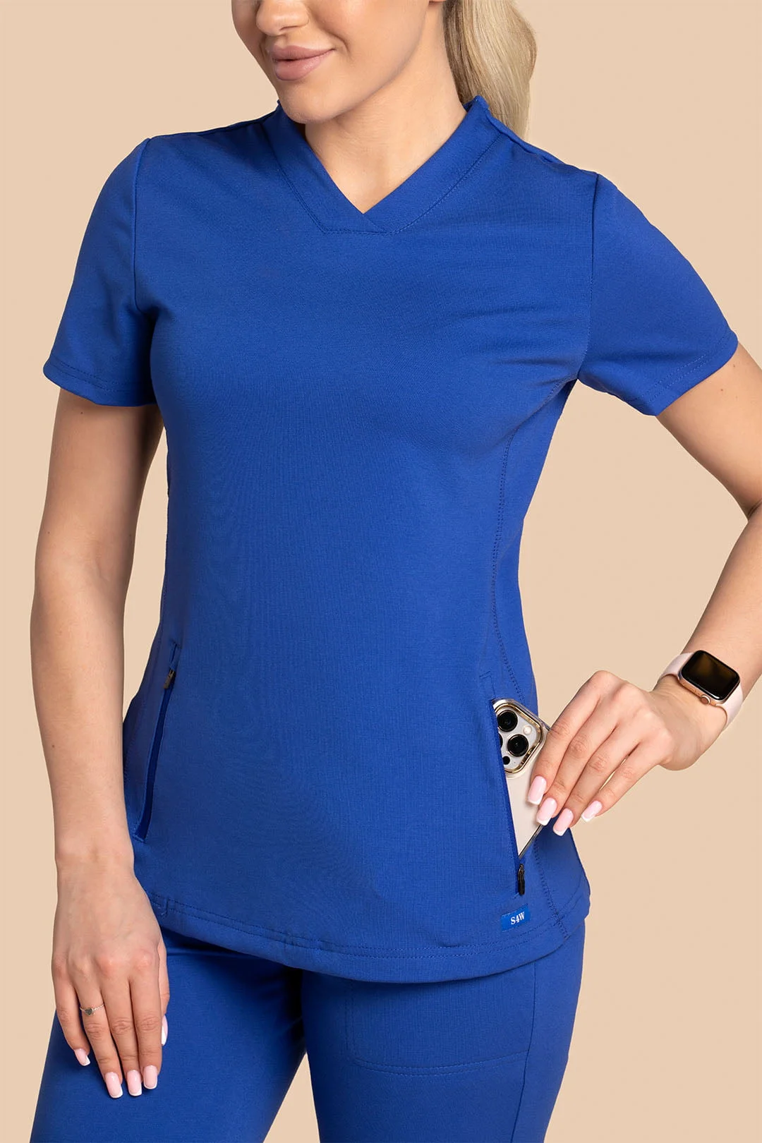 Bluza medyczna damska – Scrubs Twozip chabrowy