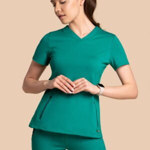 Bluza medyczna damska – Scrubs Twozip zielony