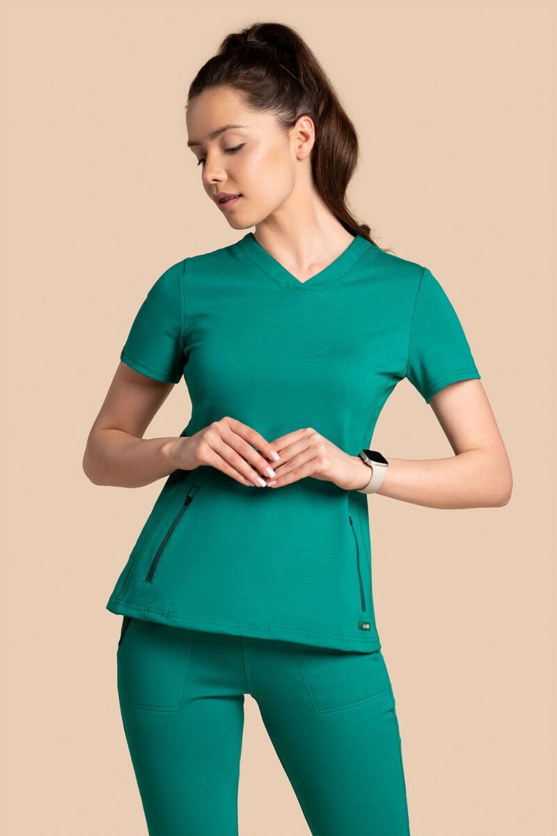 Bluza medyczna damska – Scrubs Twozip zielony
