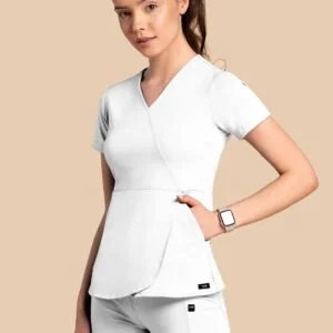 Bluza medyczna damska – Scrubs Tulip biała