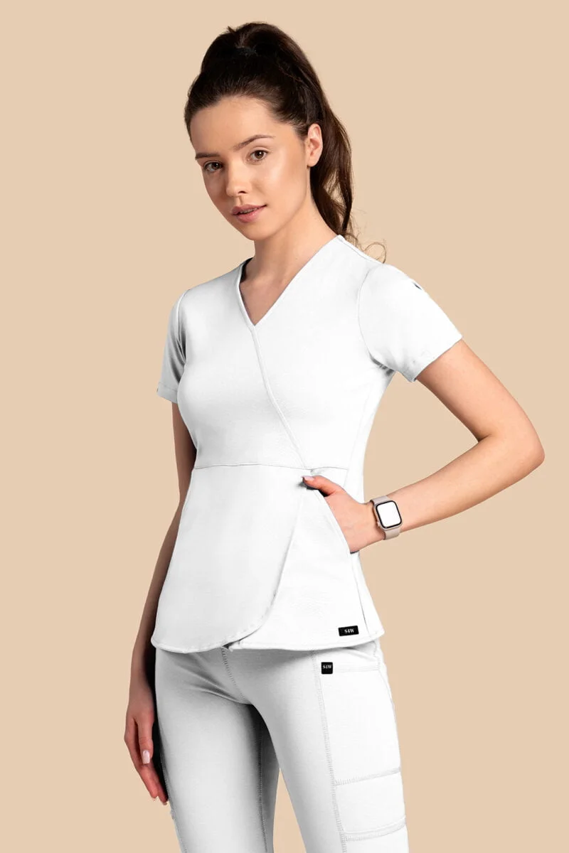 Bluza medyczna damska – Scrubs Tulip biała