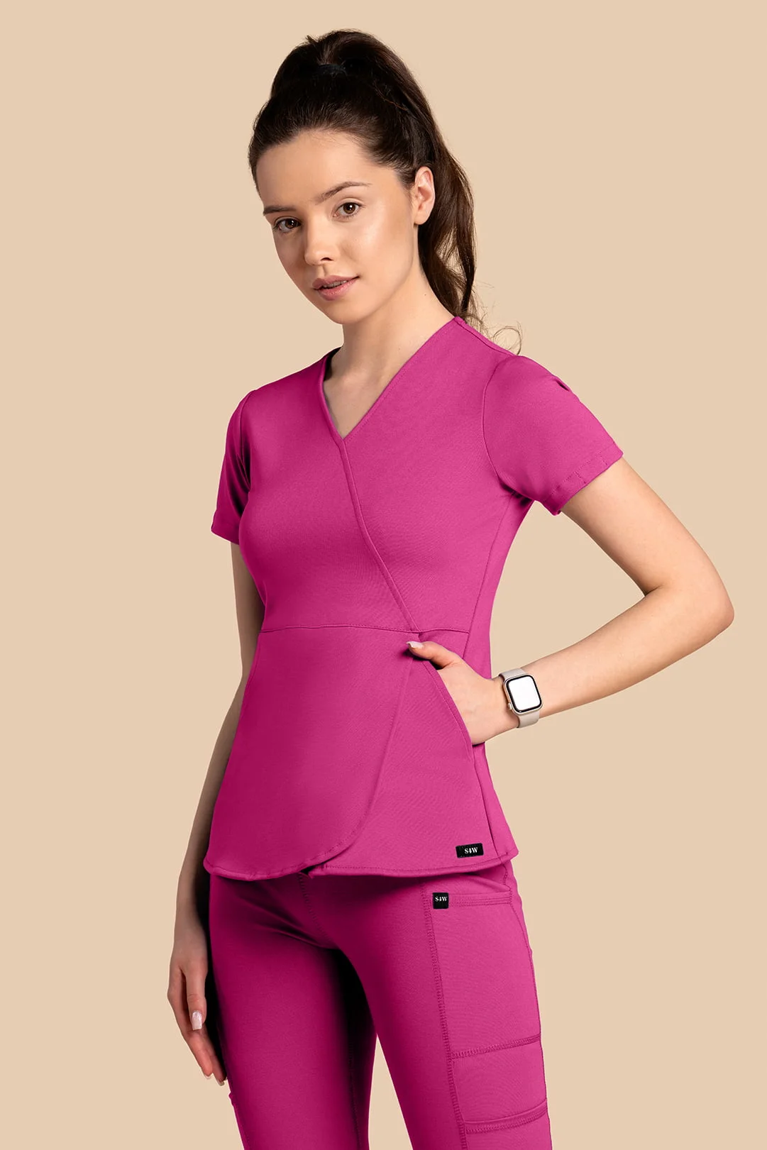 Bluza medyczna damska – Scrubs Tulip magenta