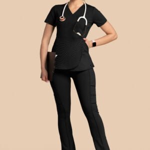 Komplet scrubs medyczny damski – Tulip+Yoga Pants – czarny