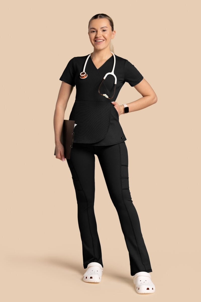 Komplet scrubs medyczny damski – Tulip+Yoga Pants – czarny