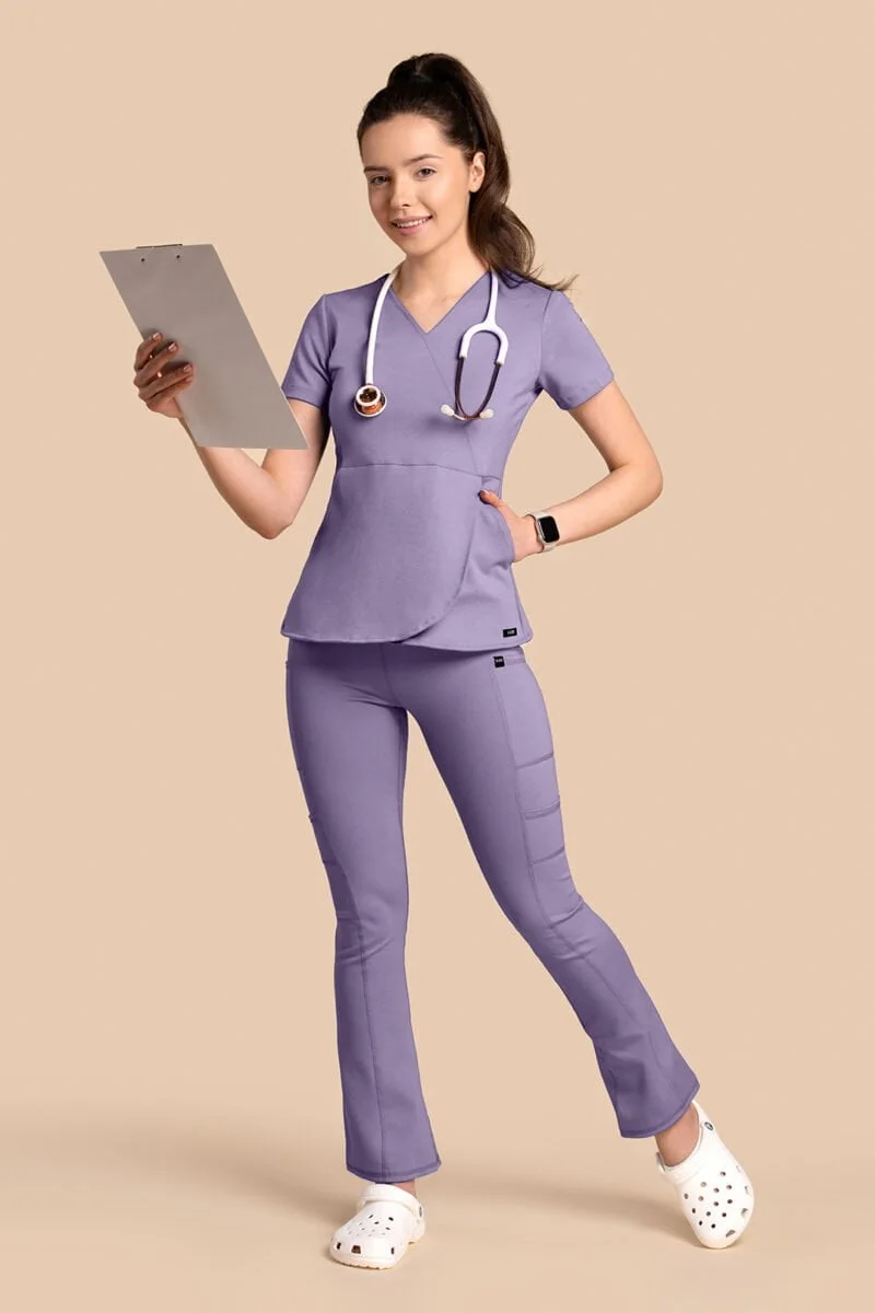 Komplet scrubs medyczny damski – Tulip+Yoga Pants – liliowy