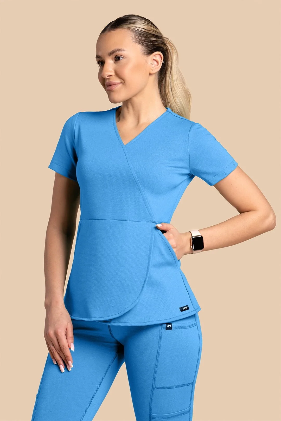 Bluza medyczna damska – Scrubs Tulip niebieska