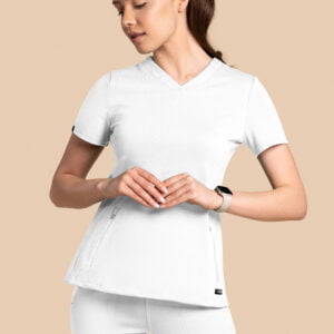 Bluza medyczna damska – Scrubs Twozip biała