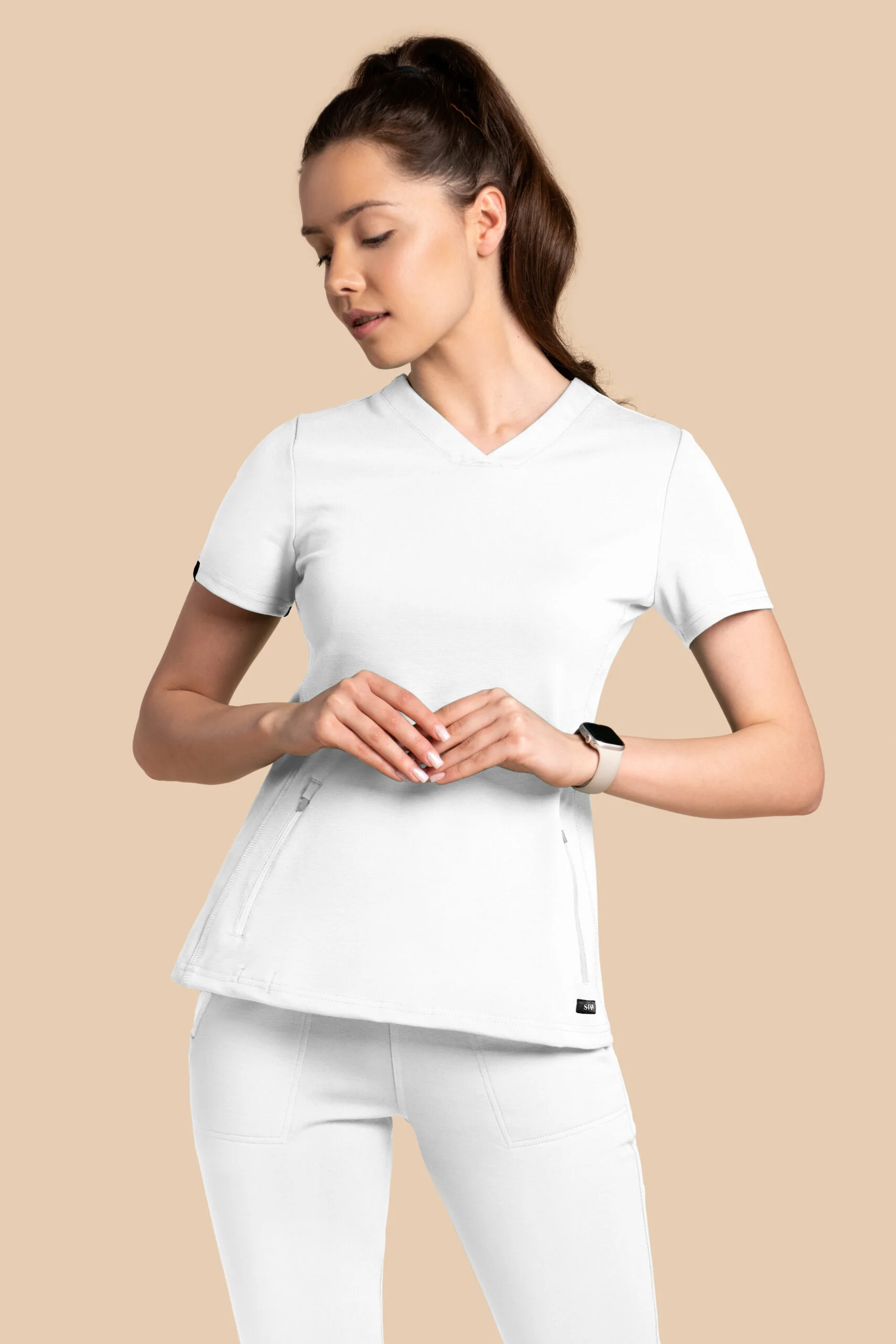 Bluza medyczna damska – Scrubs Twozip biała