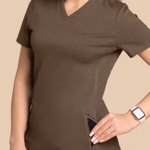 Bluza medyczna damska – Scrubs Twozip brązowa
