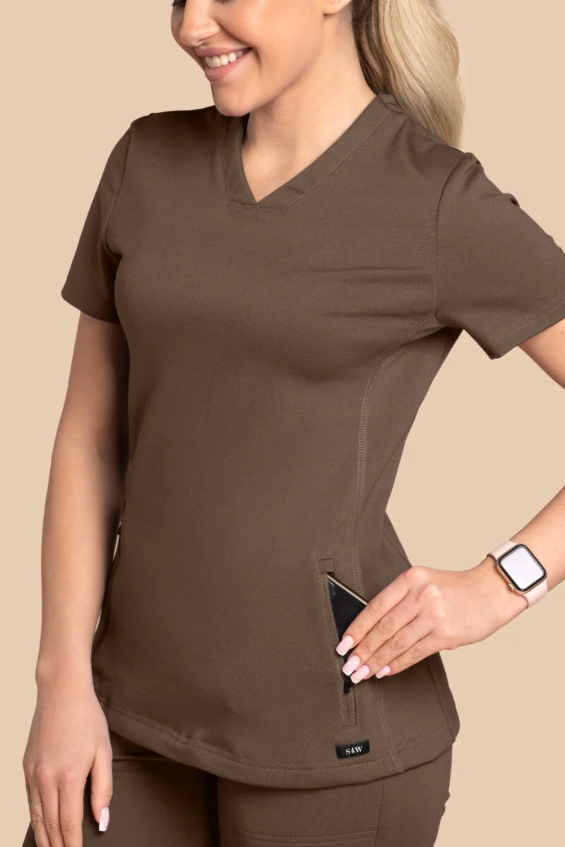 Bluza medyczna damska – Scrubs Twozip brązowa