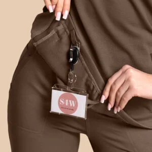 Bluza medyczna damska – Scrubs Twozip brązowa