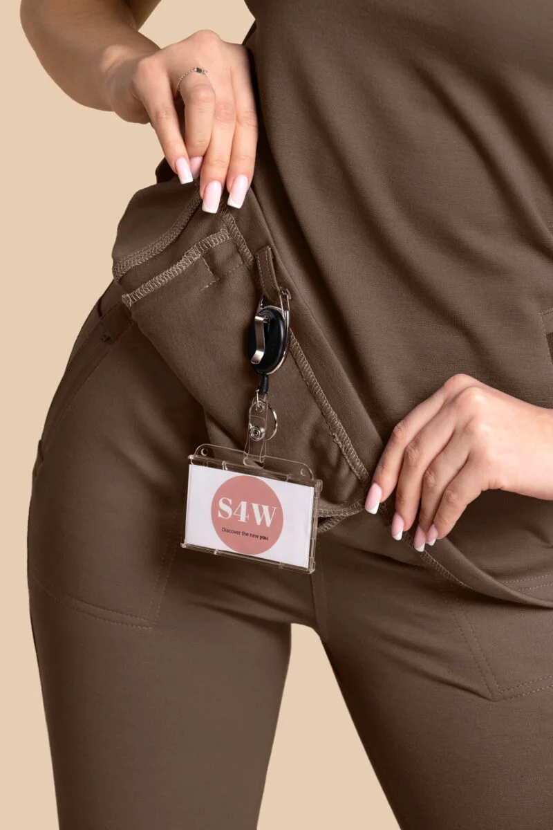 Bluza medyczna damska – Scrubs Twozip brązowa