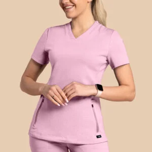 Bluza medyczna damska – Scrubs Twozip cukierkowy róż