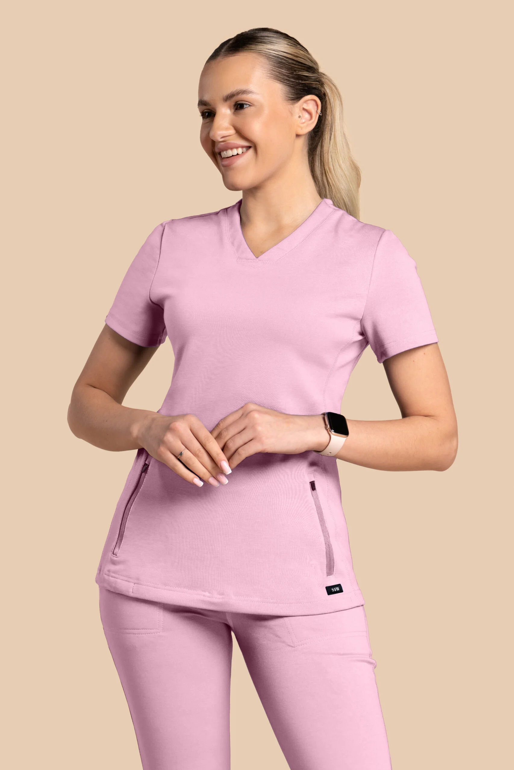Bluza medyczna damska – Scrubs Twozip cukierkowy róż