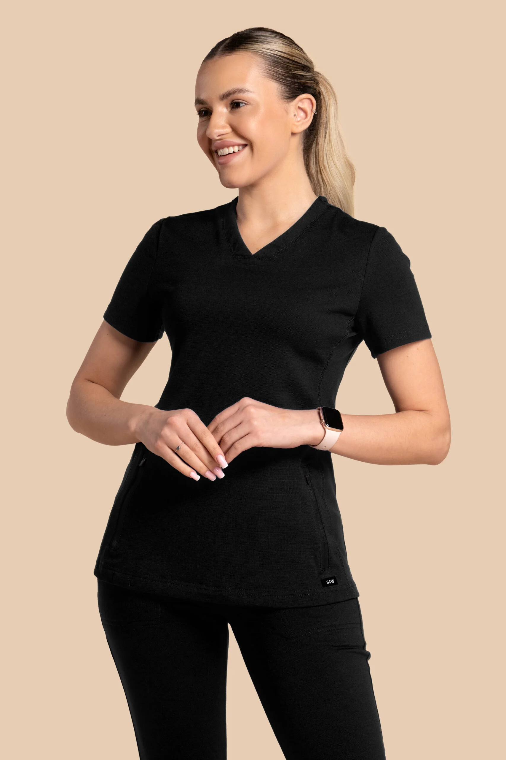 Bluza medyczna damska – Scrubs Twozip czarna