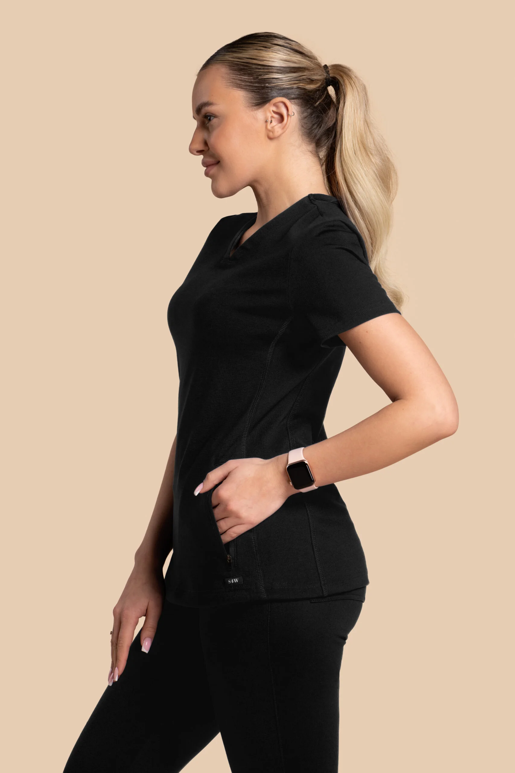 Bluza medyczna damska – Scrubs Twozip czarna