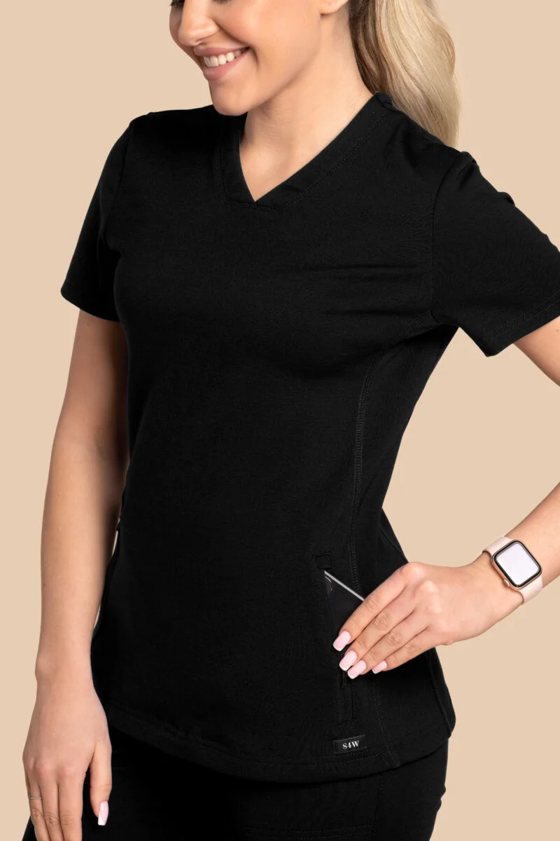 Bluza medyczna damska – Scrubs Twozip czarna