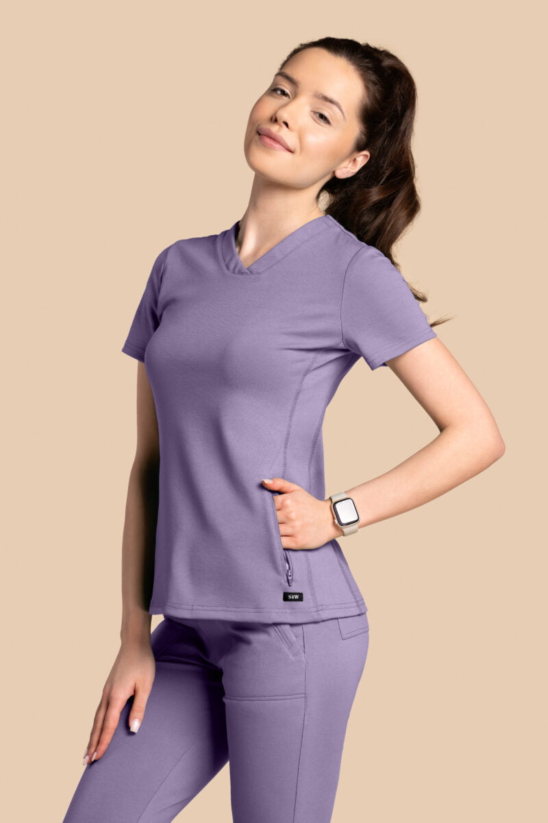 Bluza medyczna damska – Scrubs Twozip liliowa