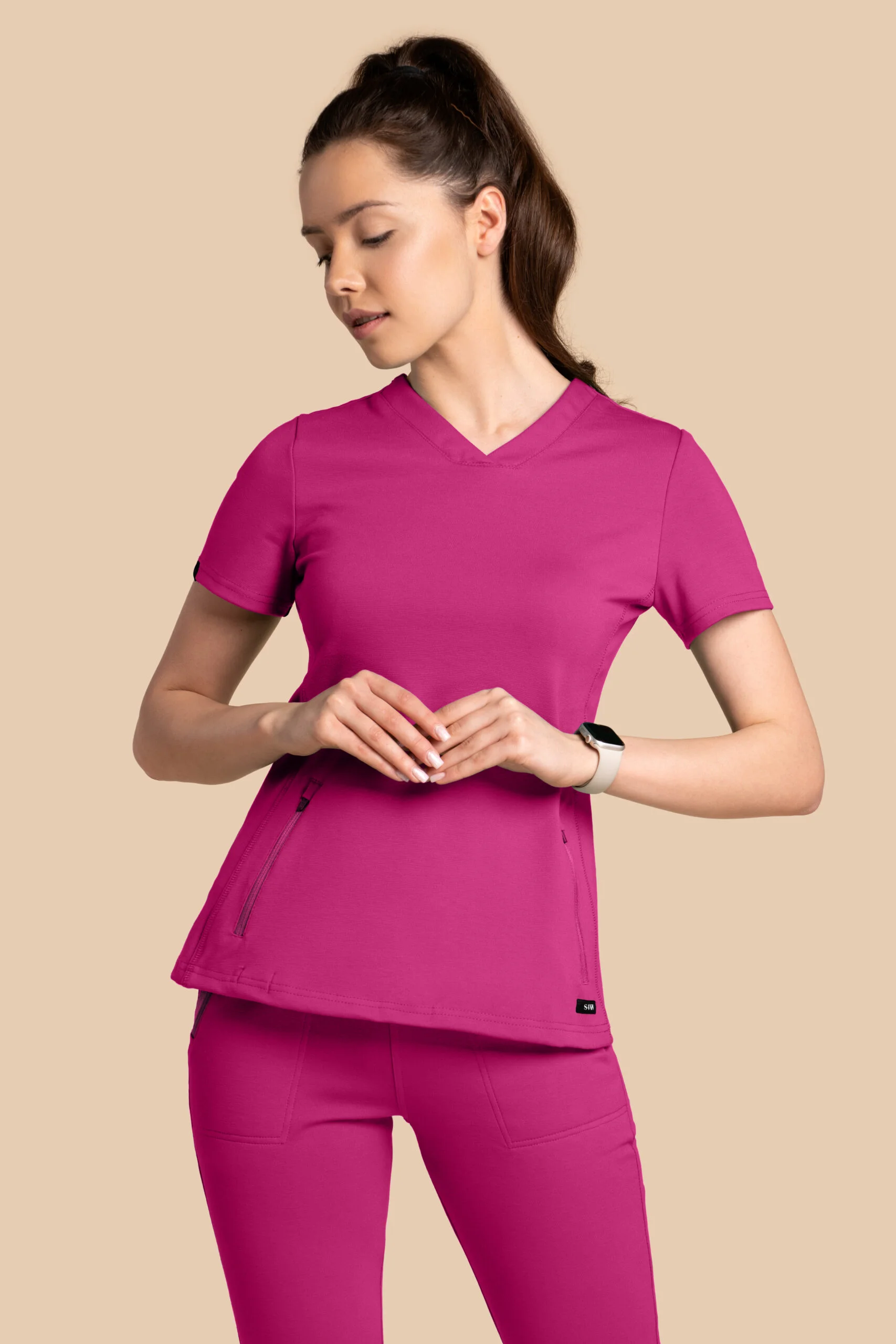 Bluza medyczna damska – Scrubs Twozip magenta
