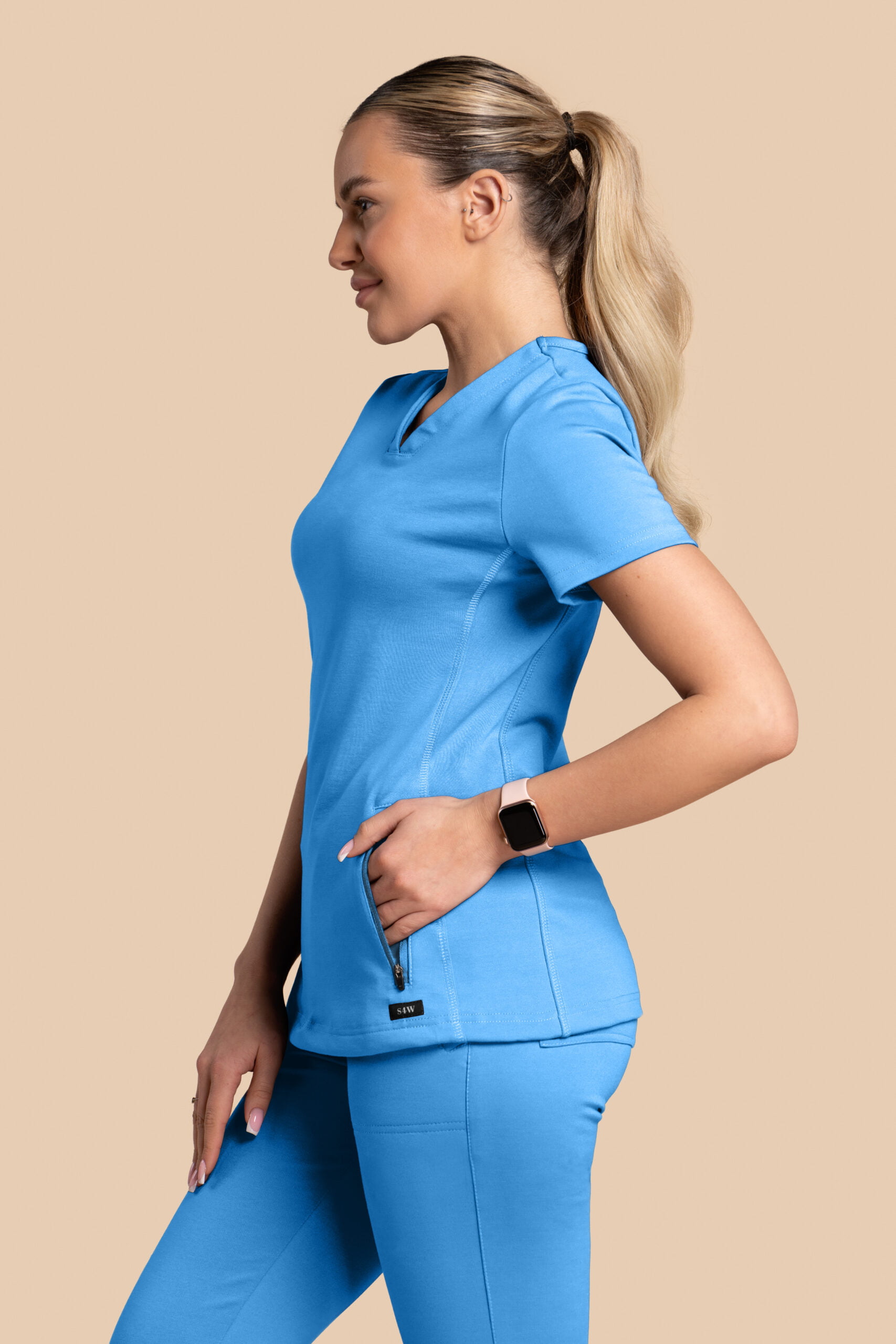 Bluza medyczna damska – Scrubs Twozip niebieska
