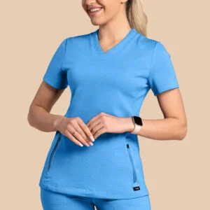 Bluza medyczna damska – Scrubs Twozip niebieska