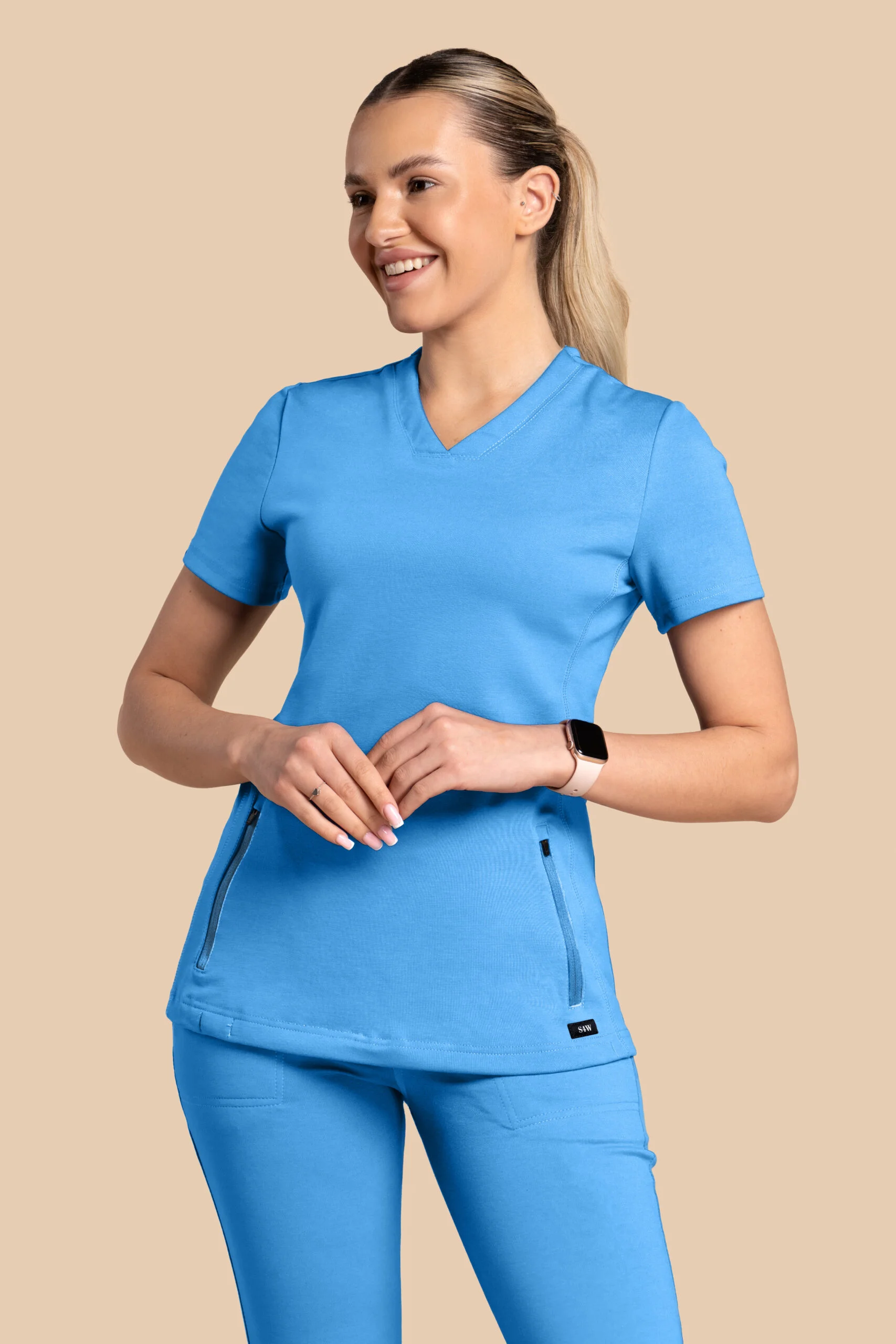 Bluza medyczna damska – Scrubs Twozip niebieska