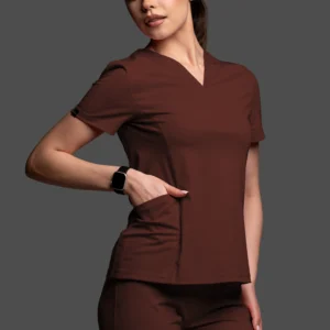 Bluza medyczna damska - Scrubs V-Top Light czekoladowy braz