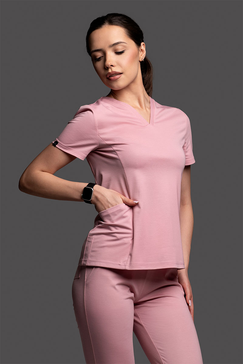 Bluza medyczna damska - Scrubs V-Top UltraLIGHT Różowa