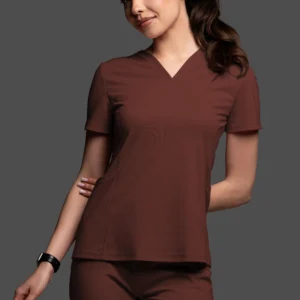 Bluza medyczna damska - Scrubs V-Top Light czekoladowy braz