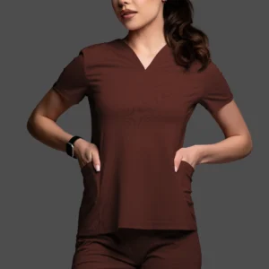 Bluza medyczna damska - Scrubs V-Top Light czekoladowy braz