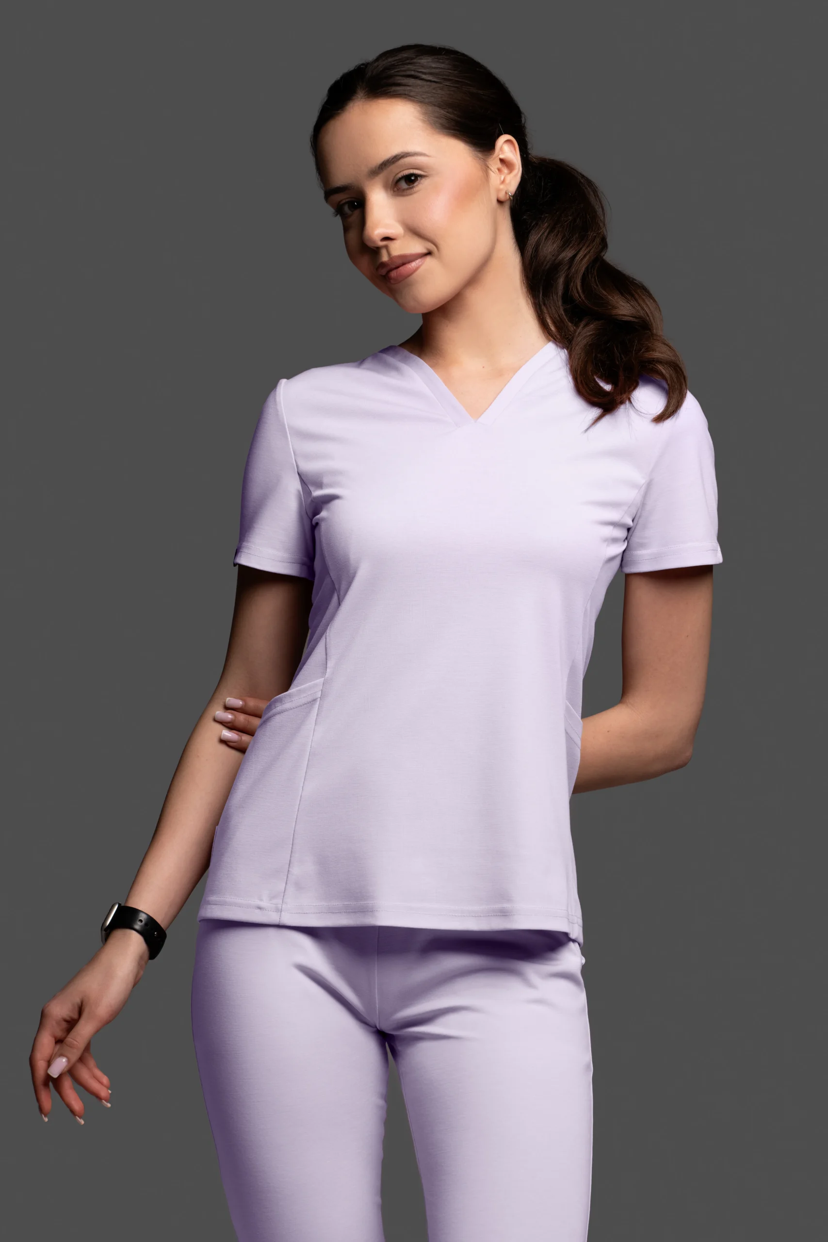 Bluza medyczna damska - Scrubs V-Top Light jasny liliowy