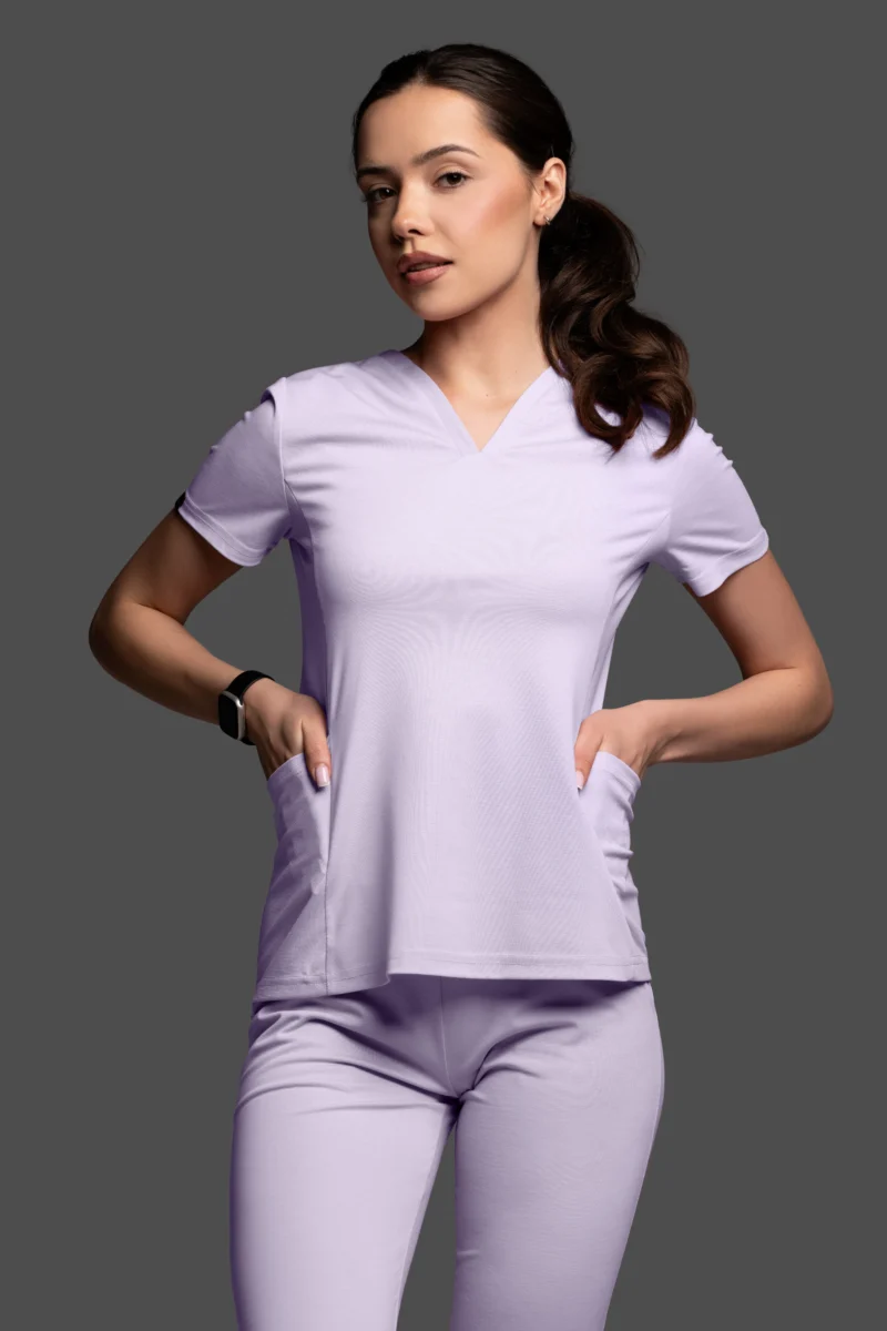 Bluza medyczna damska - Scrubs V-Top Light jasny liliowy