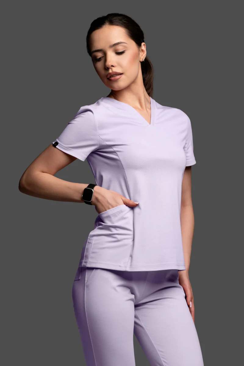 Bluza medyczna damska - Scrubs V-Top Light jasny liliowy