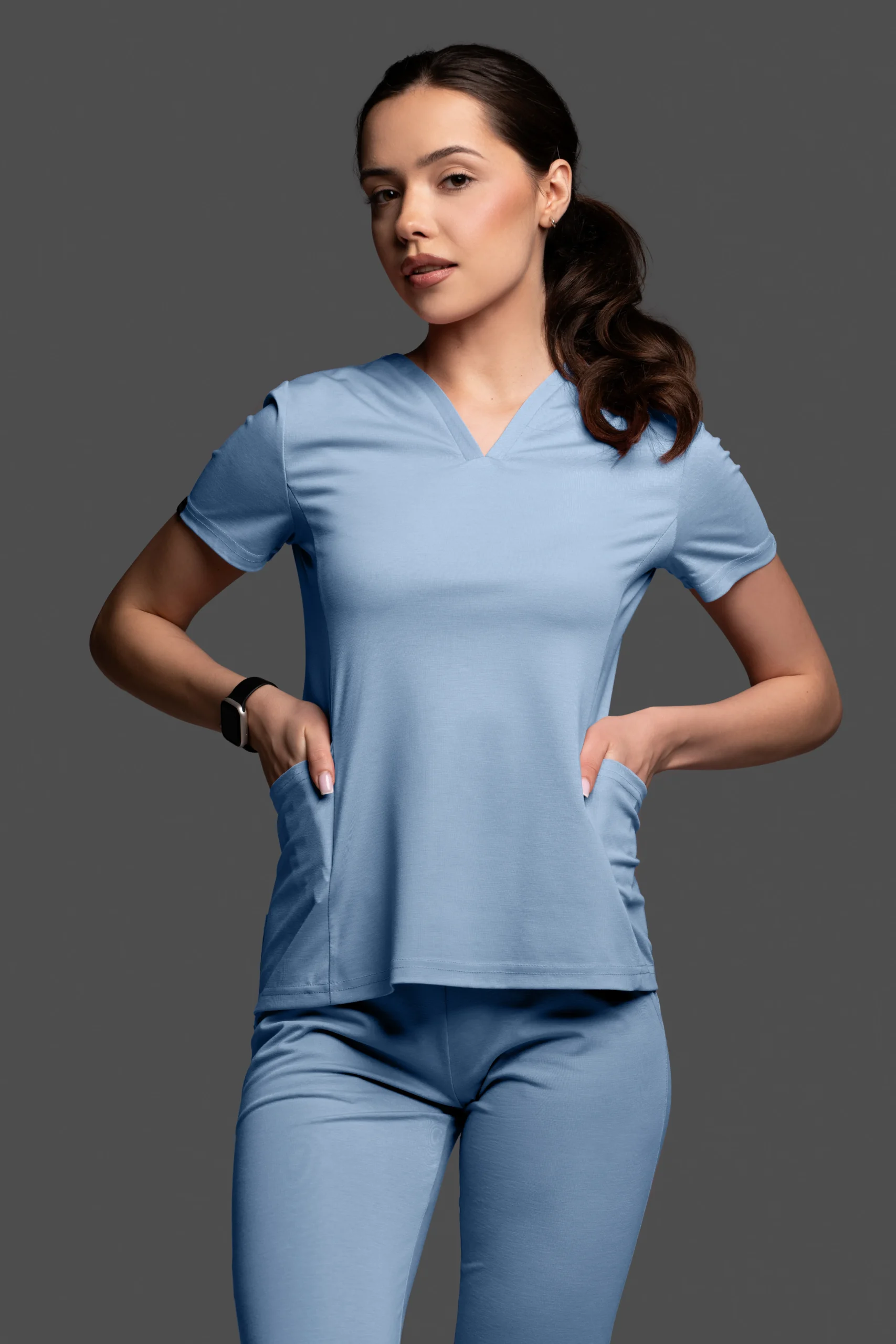 Bluza medyczna damska - Scrubs V-Top Light niebieska