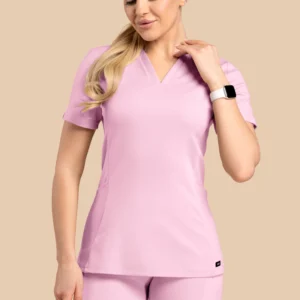 Bluza medyczna damska - Scrubs V-Top Cukierkowy Róż