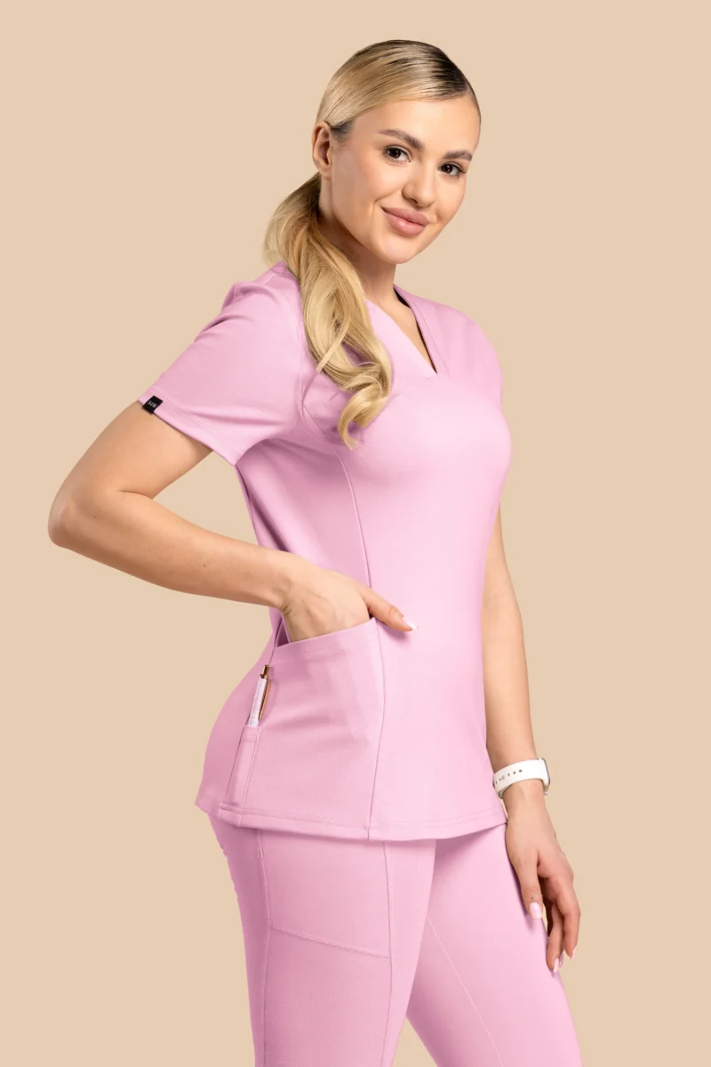 Bluza medyczna damska - Scrubs V-Top Cukierkowy Róż