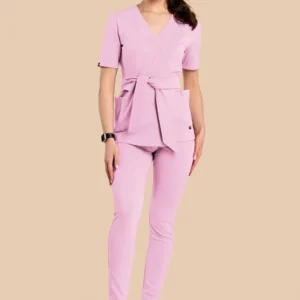 Komplet medyczny damski - Scrubs Tunika medyczna kopertowa damska krótki rękaw + Classic Pants cukierkowy roz